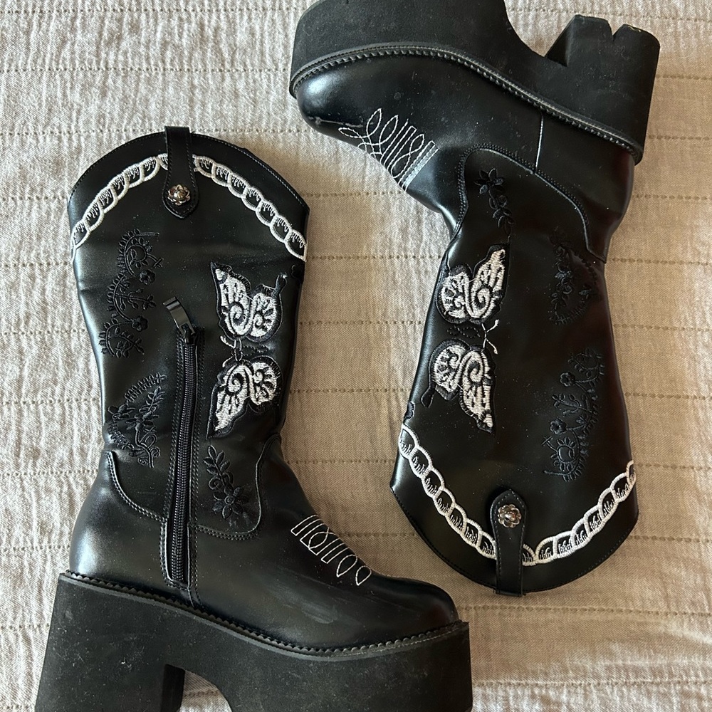 black butterfly boots